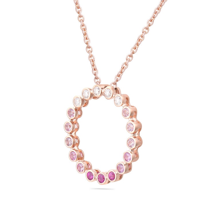 Dije de Zafiro Rosa y Diamante, 0.28ctw, Oro Rosa, 14K