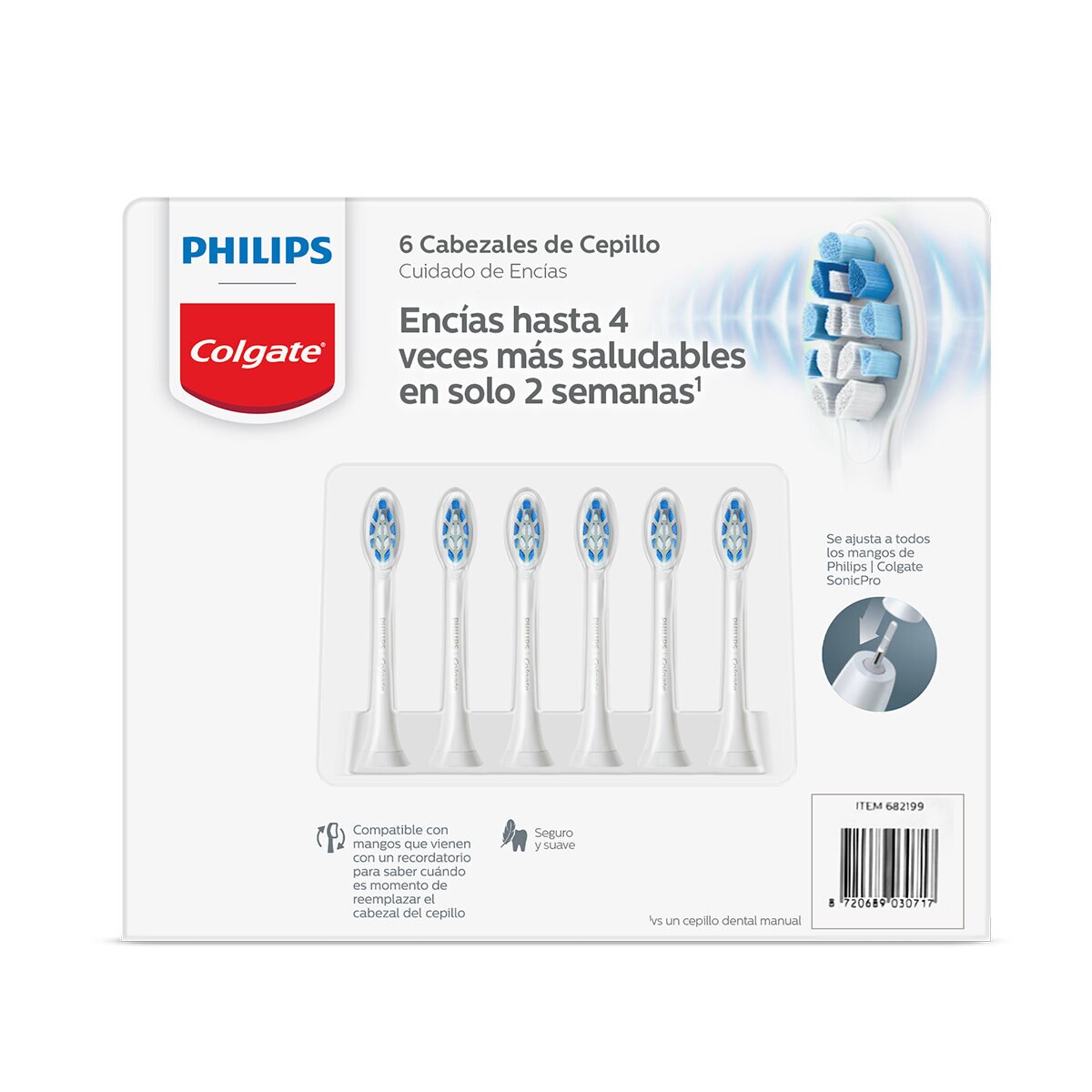 Philips Colgate, Sonic Pro Refills Edición Cuidado de Encías y Limpieza Profunda, 6 piezas