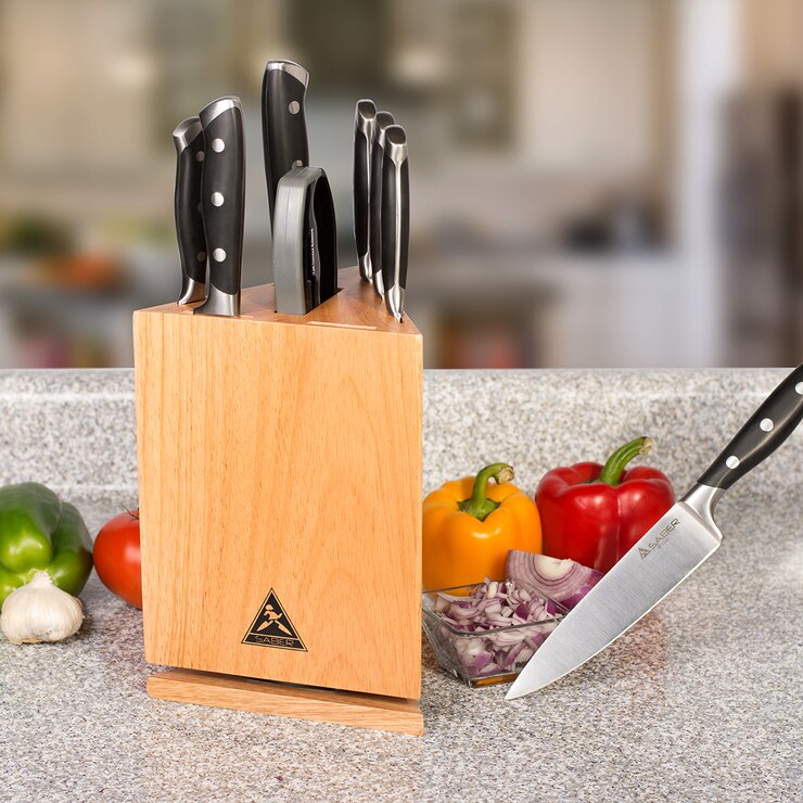 Saber entourage, juego de cuchillos con bloque giratorio, 9 piezas