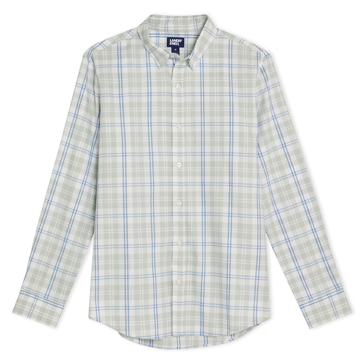 Lands End Camisa para Caballero Gris Chica