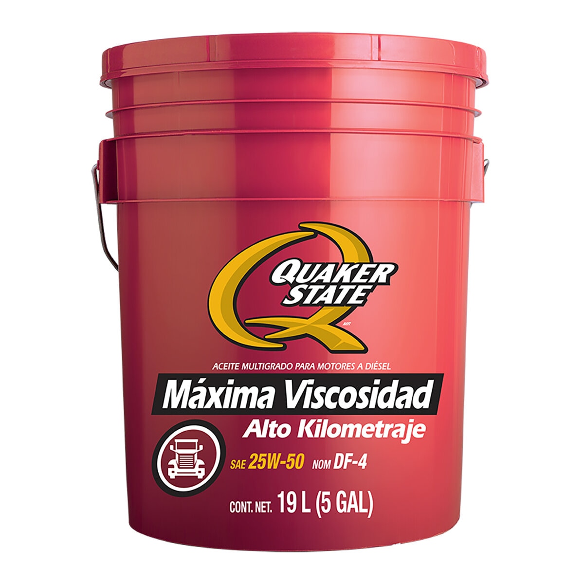 Quaker Aceite para motor a Diesel Alto Kilometraje SAE 25W50 Cubeta de 19L