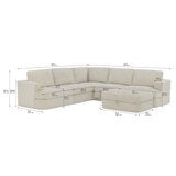 Henredon, Corvin, Seccional Modular de 6 Piezas con Otomano con Almacenamiento Henredon, Corvin, Seccional Modular de 6 Piezas con Otomano con Almacenamiento