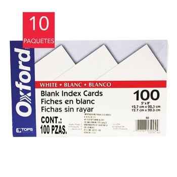 Oxford tarjetas índice blancas 12.7 x 20.3cm