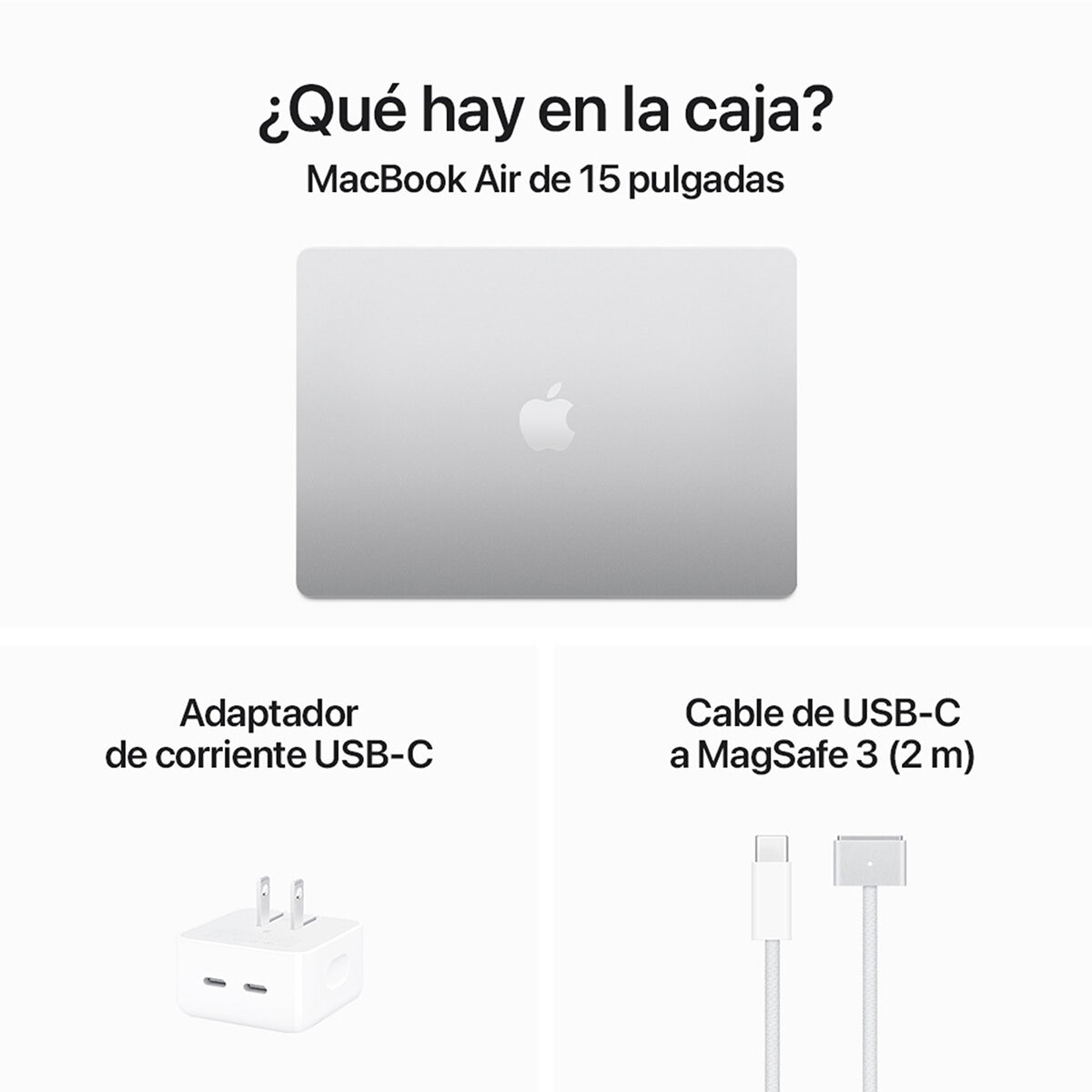 Apple MacBook Air 15" 512GB Plata CPU de 8 núcleos GPU de 10 núcleos Memoria unificada de 24GB