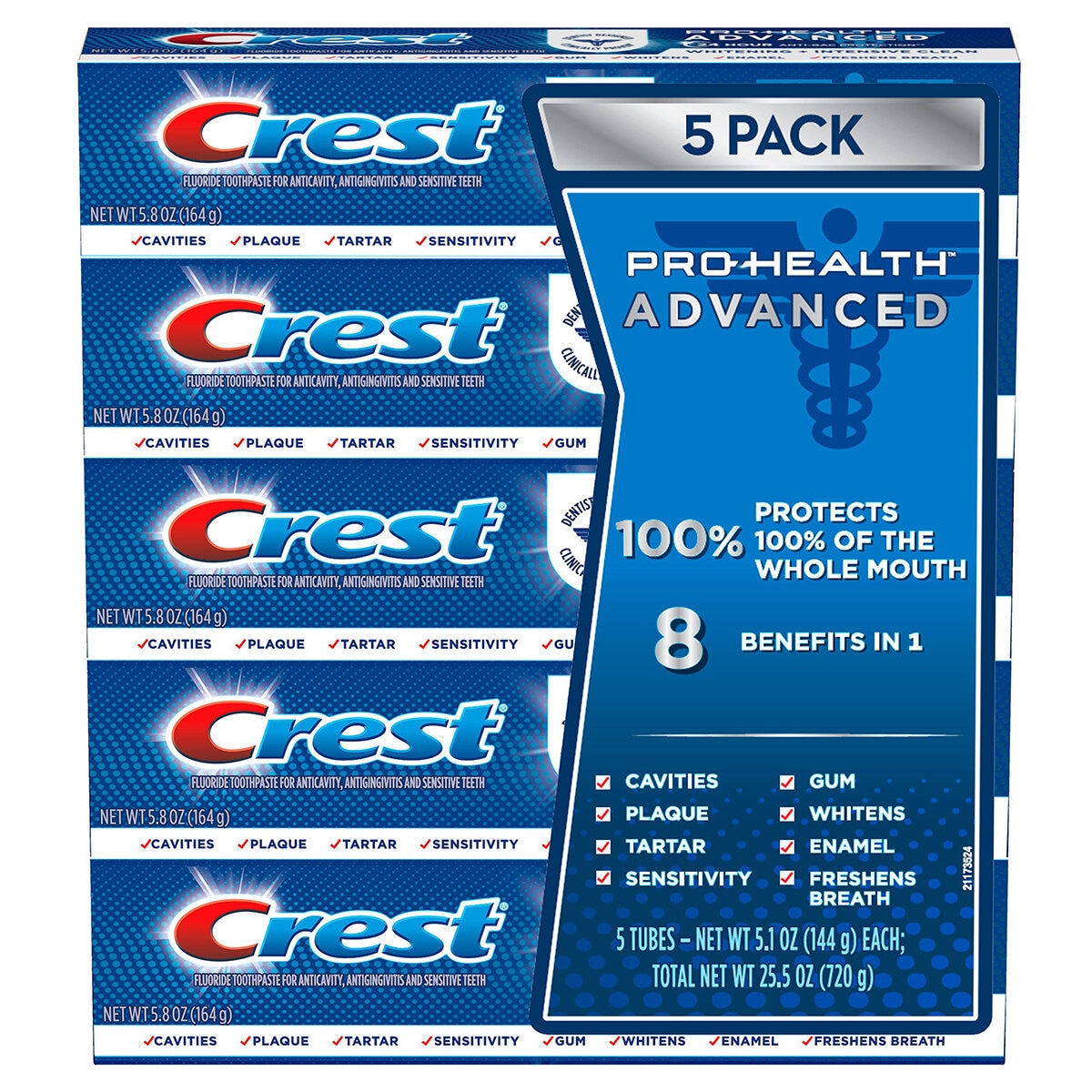 Crest Pro Health Advanced Pasta Dental 5 pzas de 144 gr