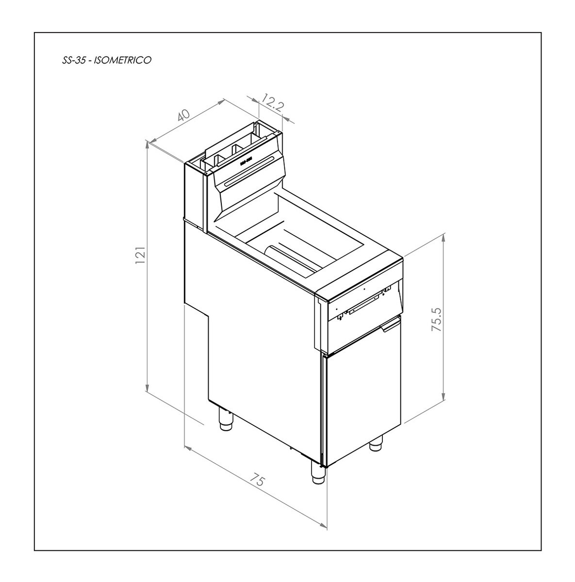 Freidor de inmersión San Son de 19-22Lts, acero inoxidable 