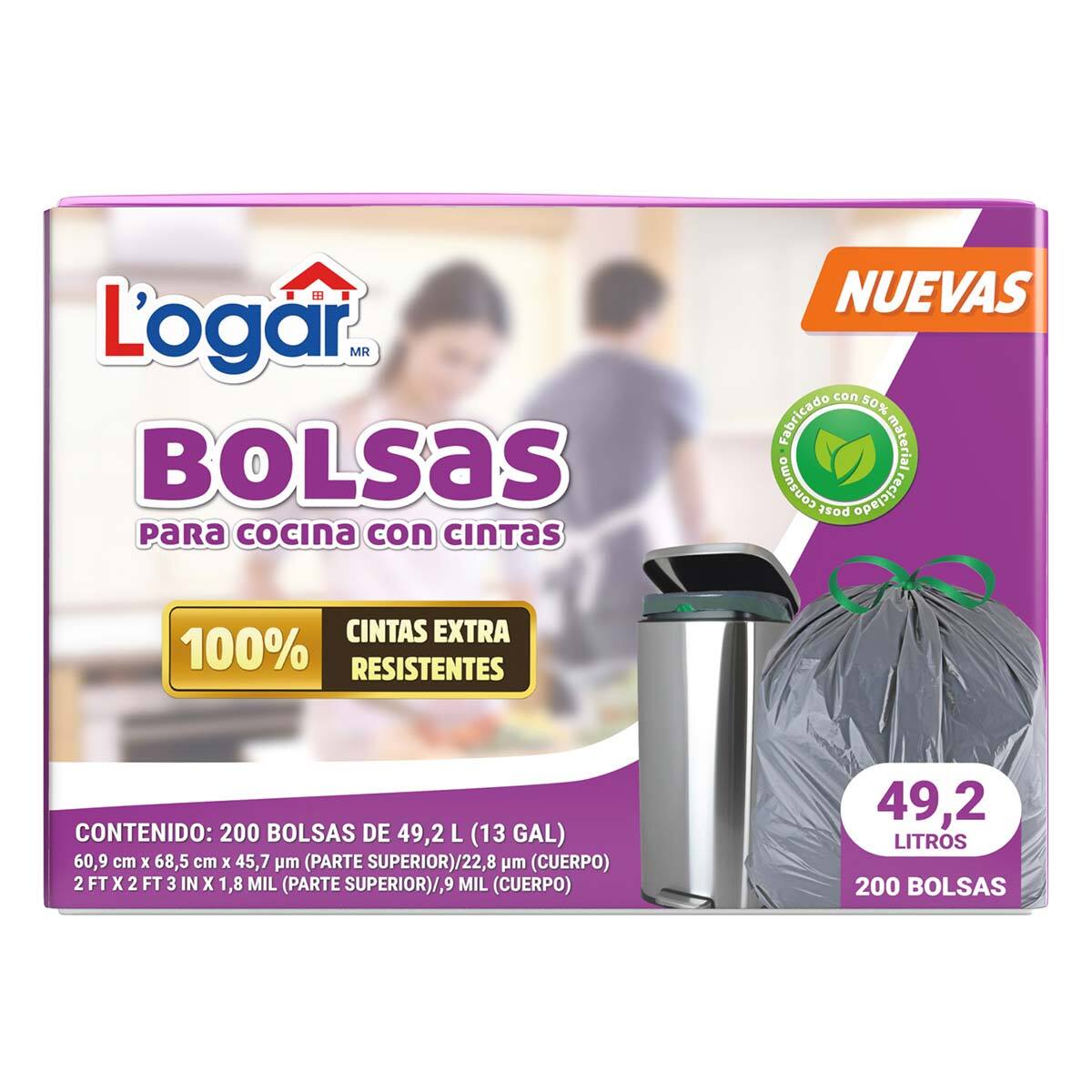 Logar Bolsas Para Basura 200 pzas de 49.2 l | Costco México