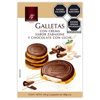 Tago Galletas con Crema sabor Zabaione y Chocolate con Leche 540 g