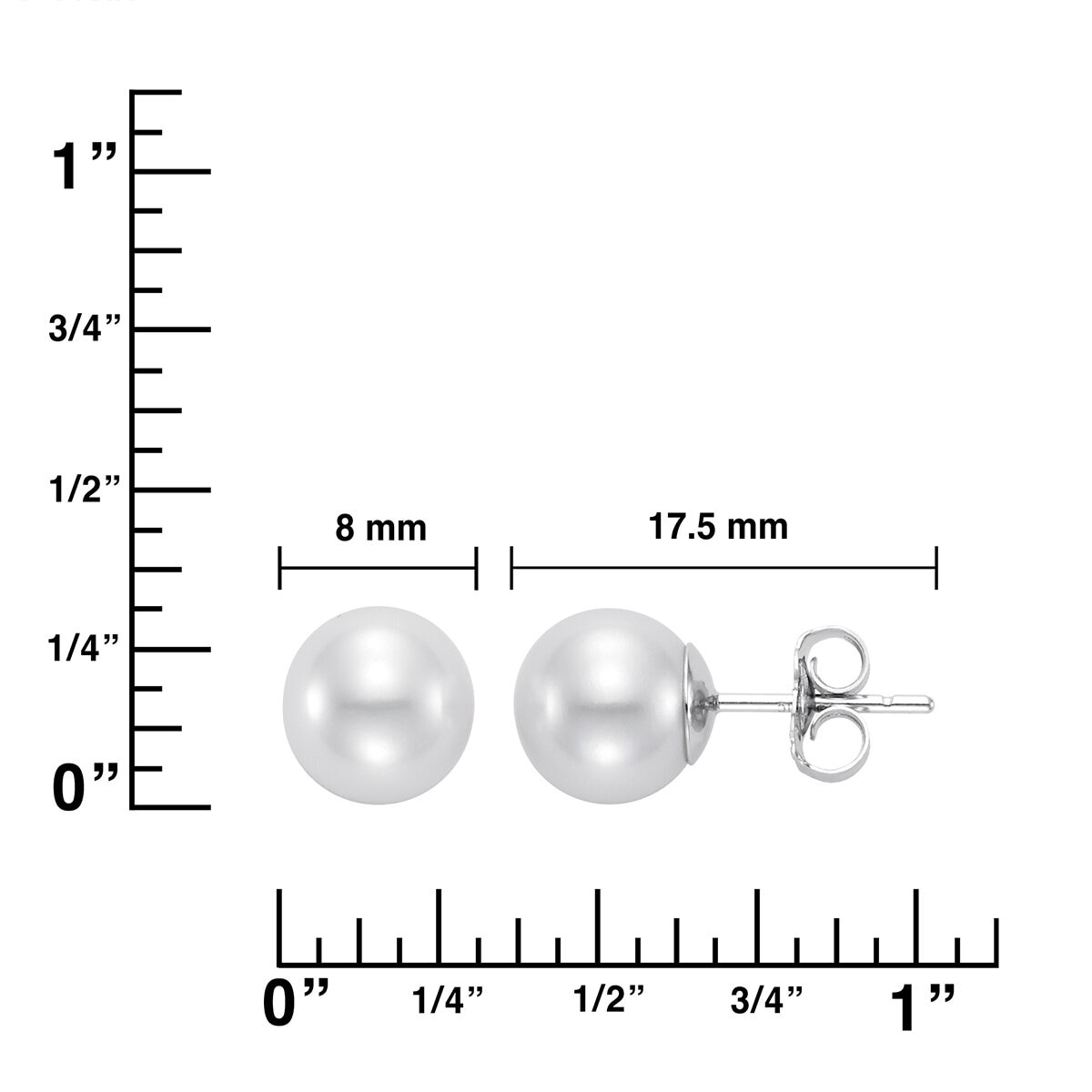 Aretes de Perla Cultivadas, Oro Blanco de 14K