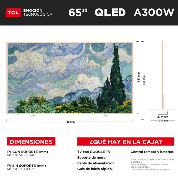 TCL Pantalla 65" QLED 4K NXTVISION Google TV