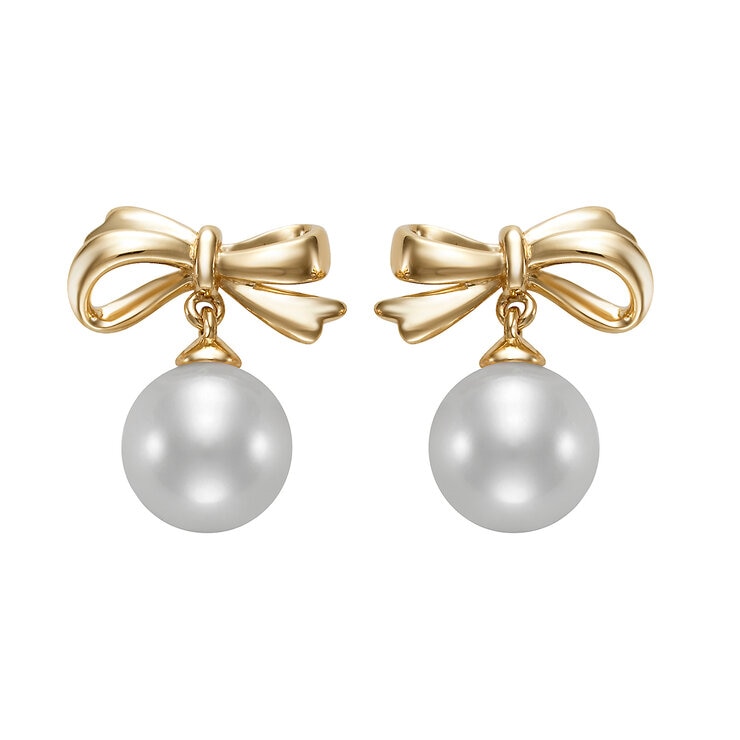 Aretes de Perlas Cultivadas Agua Dulce, 6.5-7.0mm, Oro Amarillo de 14K
