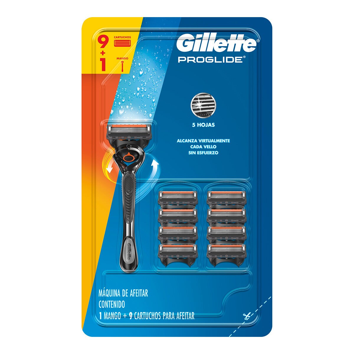Gillette Proglide Máquina para Afeitar Recargable con 9 Cartuchos