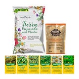 Happy Flower, Kit de Siembra para Huerto, 6 Variedades de Semillas Herbales + 4kg de Tierra + Alimento para Plantas Happy Flower, Kit de Siembra para Huerto, 6 Variedades de Semillas Herbales + 4kg de Tierra + Alimento para Plantas