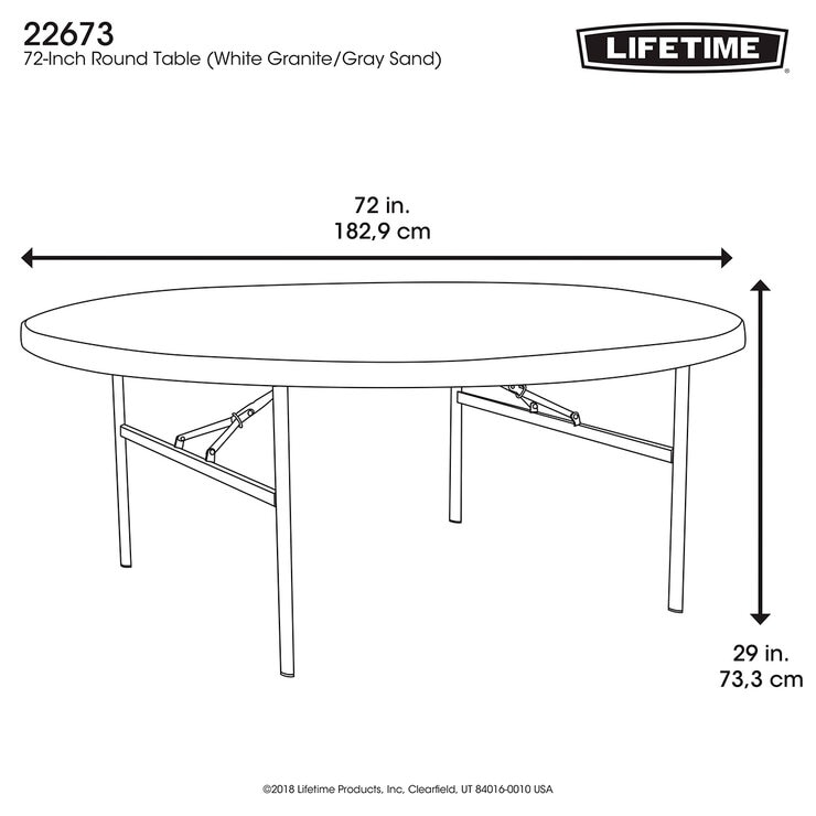 Lifetime Mesas Plegables Redondas 1.82m Color Blanco 12 Piezas con Carro Transportador