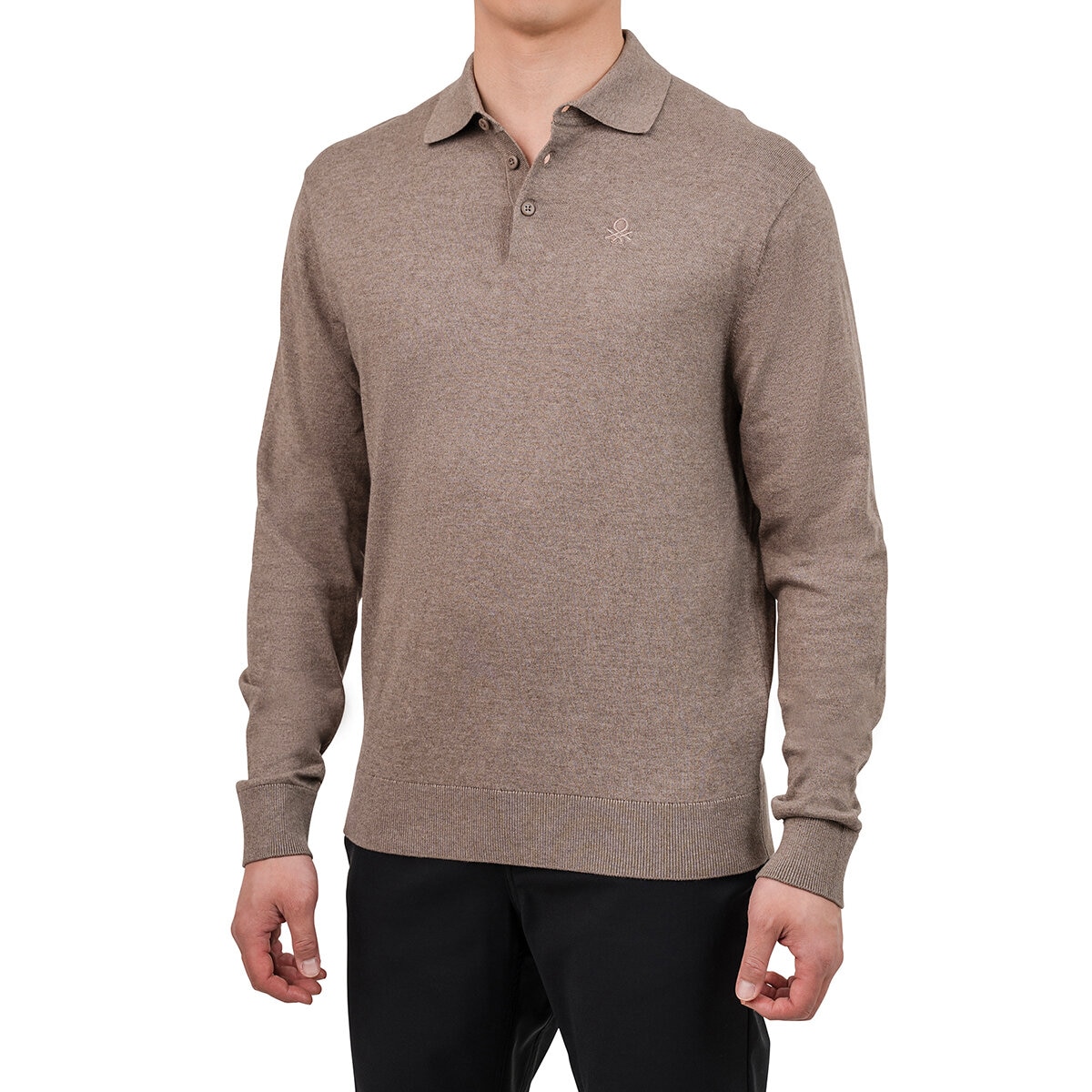 United Colors of Benetton Suéter tipo polo para Caballero Café Grande