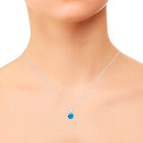 Collar de Topacio Azul, Oro Blanco de 14K