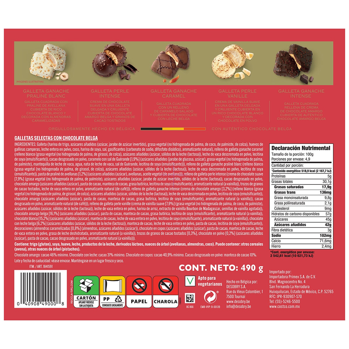 Desobry Surtido de Galletas Selectas con Chocolate Belga 490 g