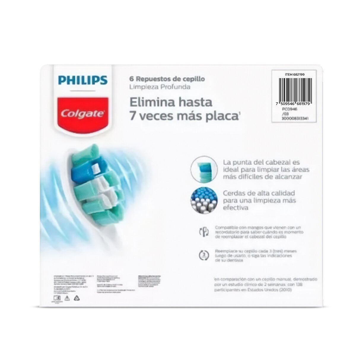 Philips Colgate, Sonic Pro Refills Edición Limpieza Profunda, 6 piezas