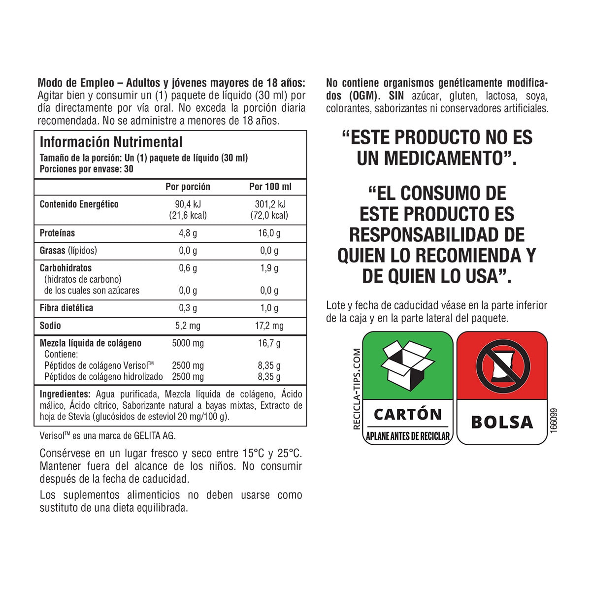 Youtheory Colágeno Líquido 5,000 mg Sabor Bayas Mixtas 30 Paquetes