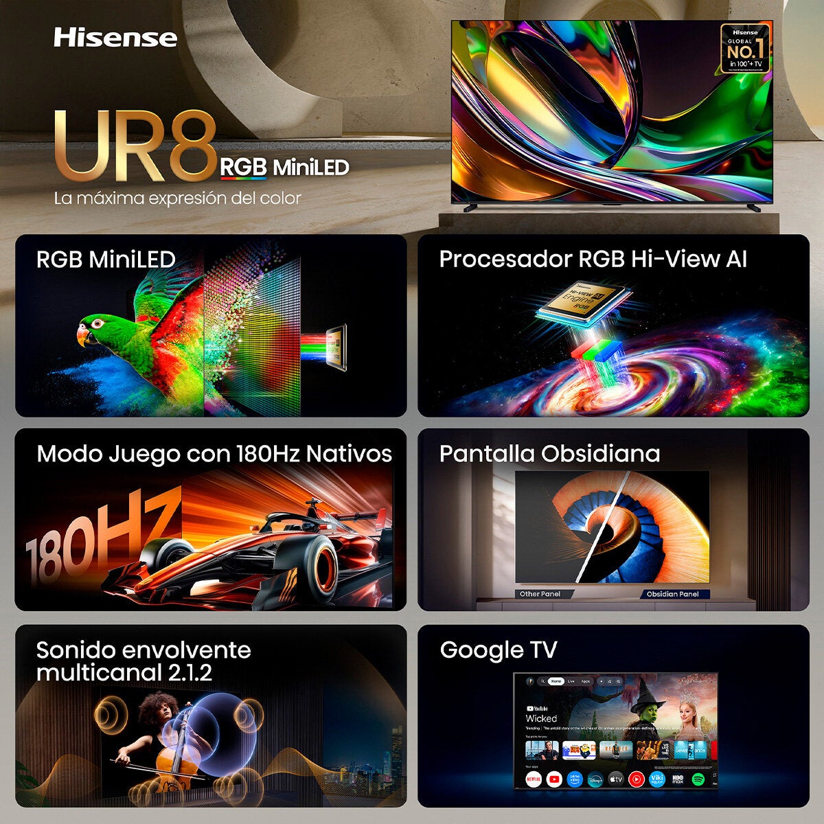 Hisense Pantalla 100" RGB Miniled 4K Google TV 703956 Hisense Pantalla 100" RGB Miniled 4K Google TV 703956