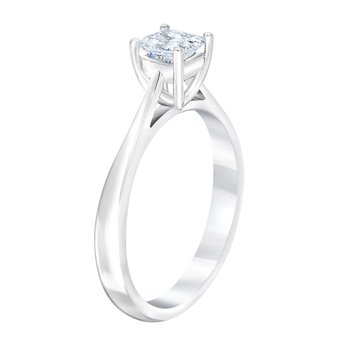 Anillo, 0.50ct Diamante Solitario, Corte Princesa, Oro Blanco 14kt