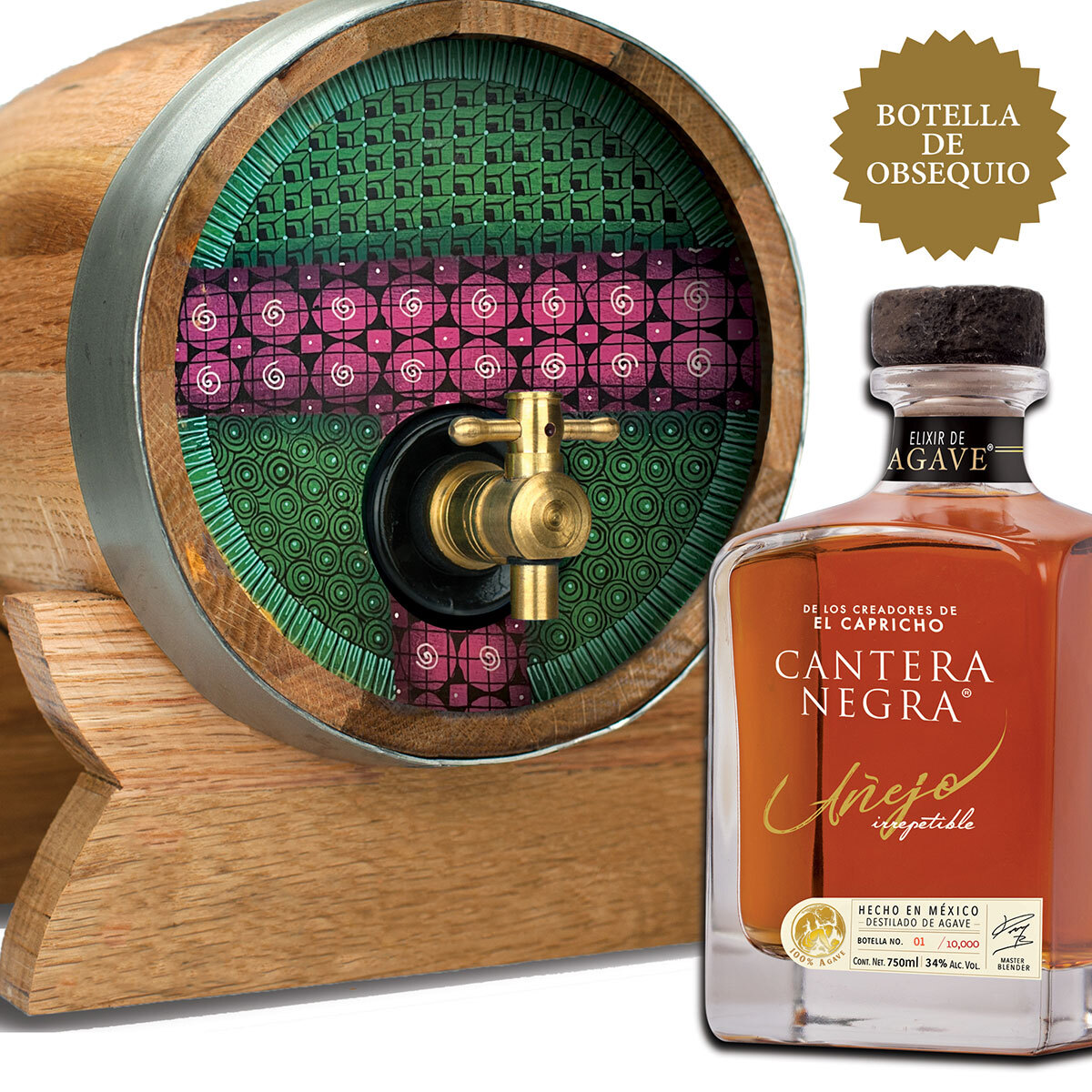 Barrica Artesanal + Cantera Negra Elixir de Agave 750ml (varios modelos)