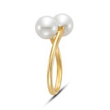 0.08ctw, Anillo de Perla Cultivada con Diamante, 7-7.5mm, Oro Amarillo de 14kt