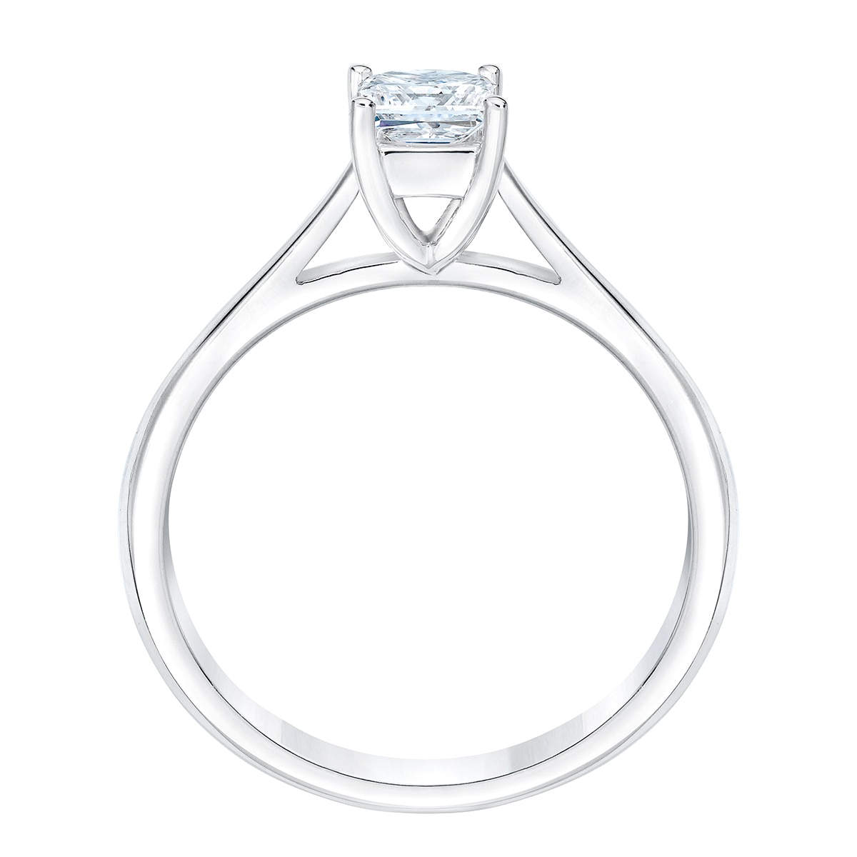 Anillo, 0.50ct Diamante Solitario, Corte Princesa, Oro Blanco 14kt