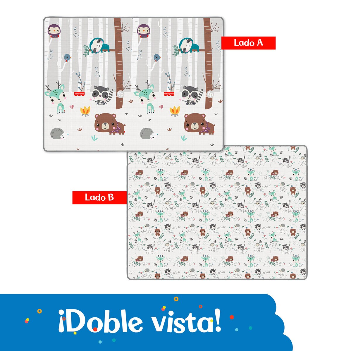 Fisher Price, Tapete de Juego Doble Vista Forest Wonder