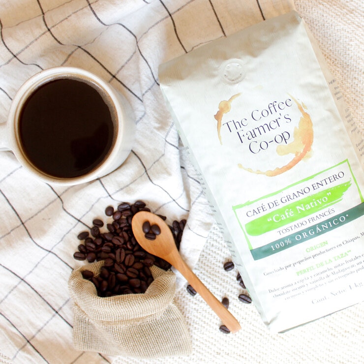 The Coffee Farmer’s Co-op Café Nativo 100% Orgánico Tostado Francés Grano Entero 1 Kg