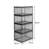 AG Box, Set de 4 Cajas de Zapatos Apilables Premium, Humo