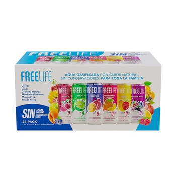 Free Life Agua Gasificada con Extracto Natural 24 pzas de 355 ml