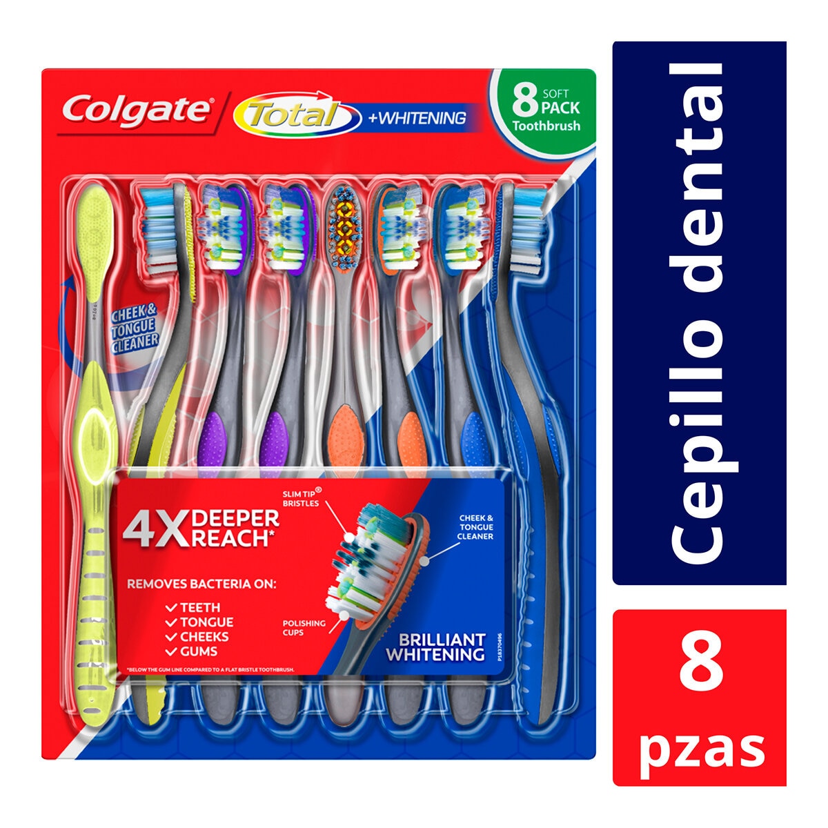 Colgate Cepillos de Dientes Total Whitening 8 pzas | Cos