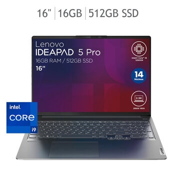 Lenovo IdeaPad 5 Pro Laptop 16" Quad HD Intel Core i9 16GB 512GB SSD