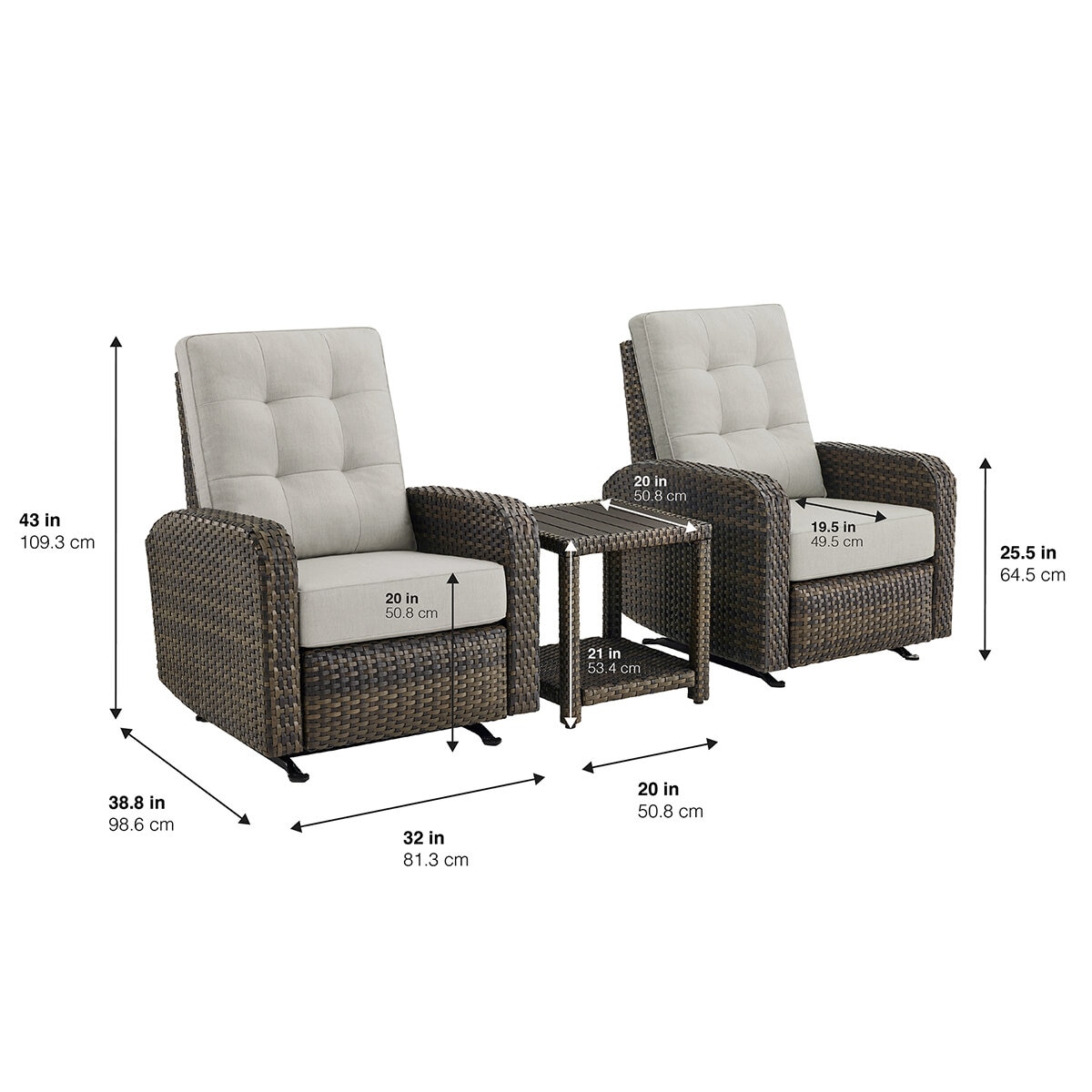Living Style, Juego de Sillones Reclinables Con Mesa de Thomasville