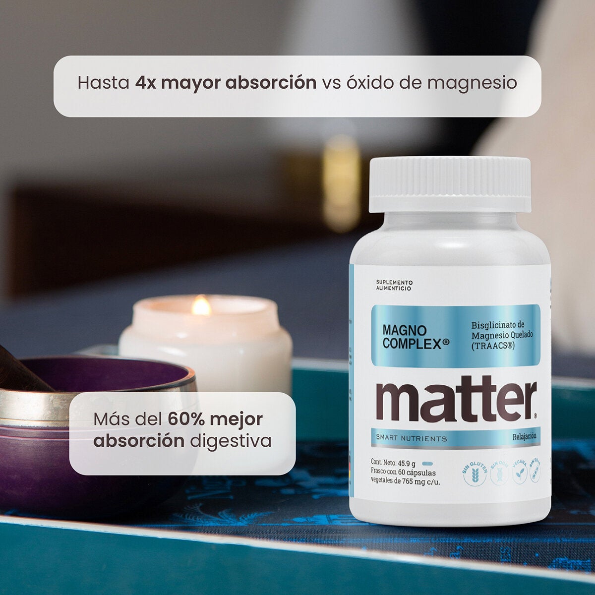 Matter Magno Complex Bisglicinato de Magnesio Quelado (TRAACS) 2 Frascos de 60 Cápsulas c/u Matter Magno Complex Bisglicinato de Magnesio Quelado (TRAACS) 2 Frascos de 60 Cápsulas c/u