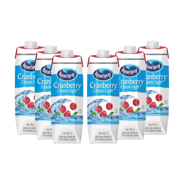 Ocean Spray Bebida de Arándano Baja en Calorías 6 pzs de 1 l