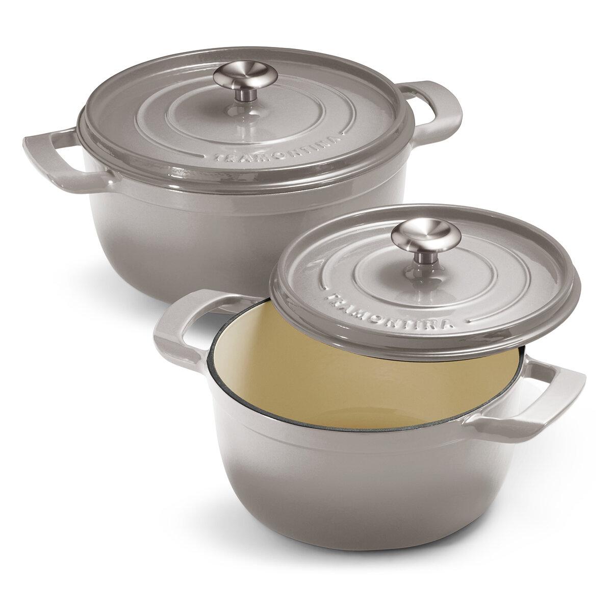 Tramontina 2 Ollas de Hierro Fundido Estilo Horno Holandés, Gris