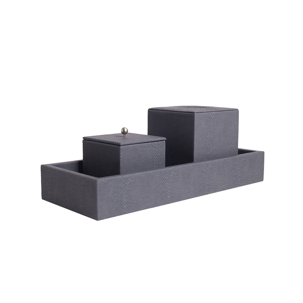 BHOME, Juego de Baño de Vinipiel, 3 Piezas, Color Gris