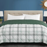 Seasons Collection Colcha con Relleno Alternativo Tamaño King PLAID GREEN