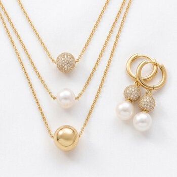 Ablime, Juego Dorado de Collar con 3 cadenas y Aretes