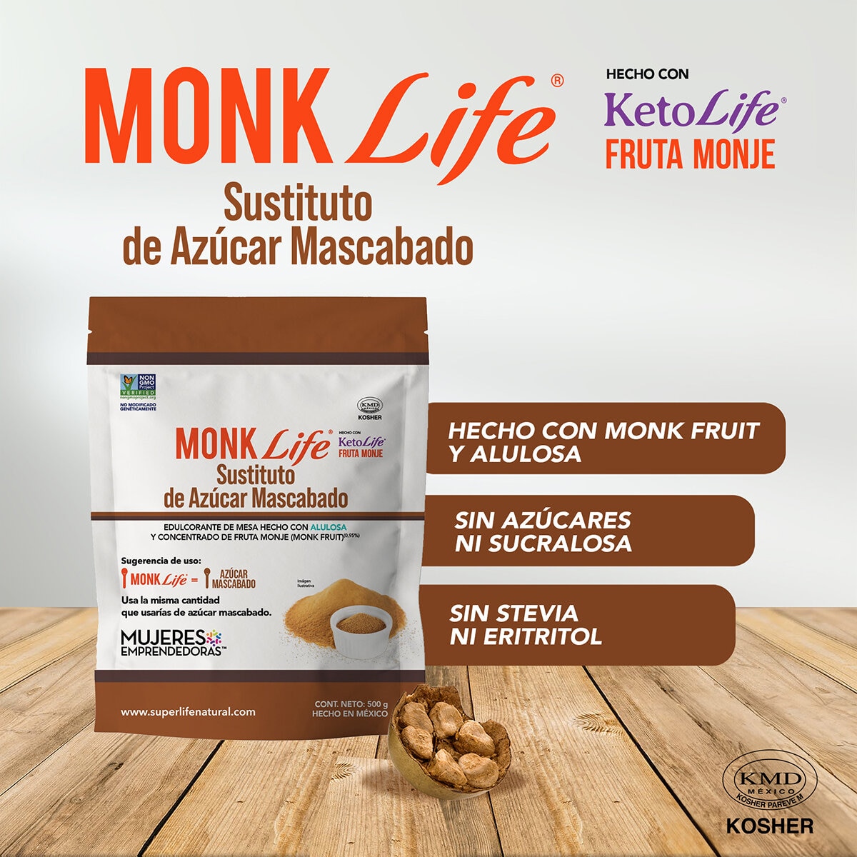 Monk Life Sustituto de Azúcar Mascabado 500 g