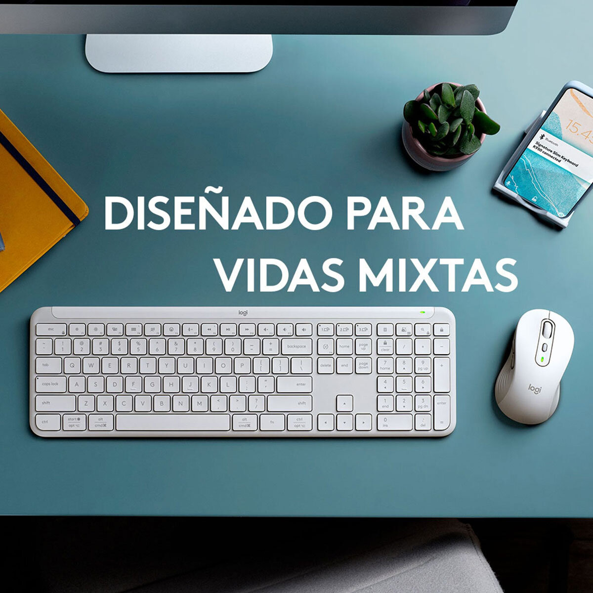 Logitech Combo Teclado y Mouse Inalámbrico Signature Slim MK950 Blanco