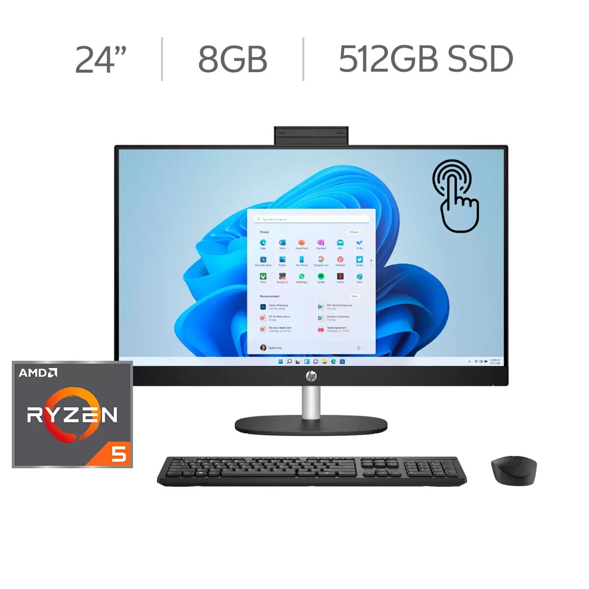 HP All-In-One 24-cr0008la Desktop 23.8" Full HD AMD Ryzen 5 8GB 512GB SSD