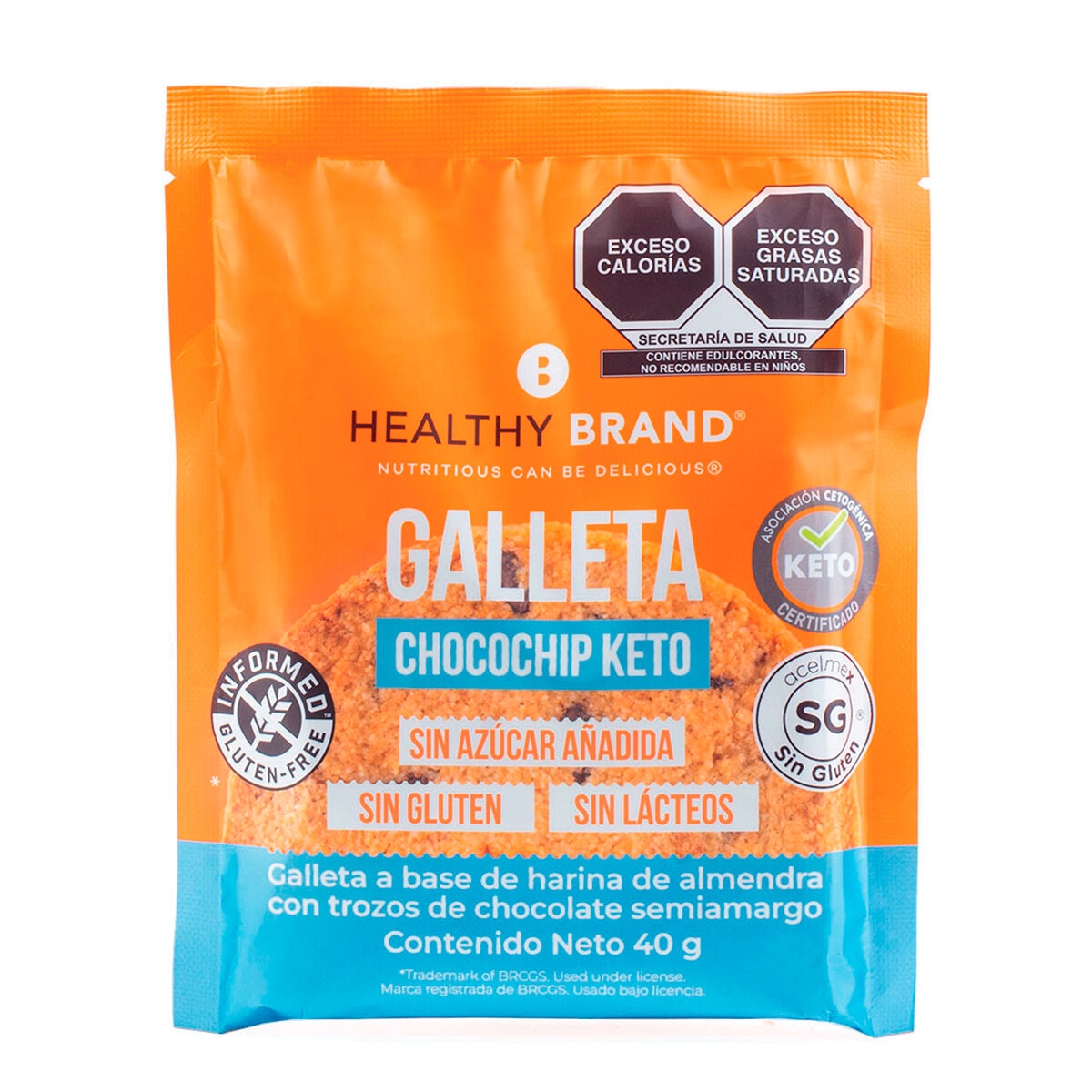 Healthy Brand Galletas Keto con Chispas de Chocolate 6 pzas de 40 g