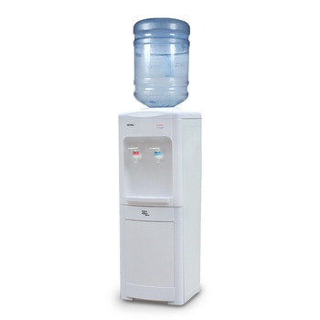 Royal dispensador de agua caliente y fría por compresor con gabinete de almacenamiento