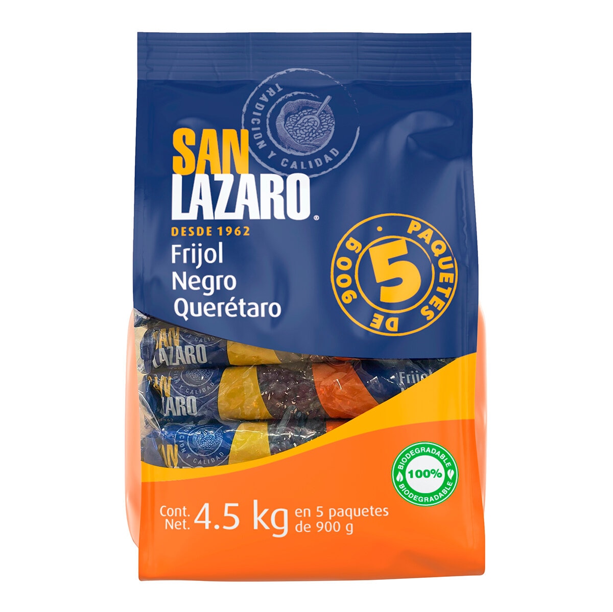 San Lazaro Frijol Negro Querétaro 5 pzas de 900 g