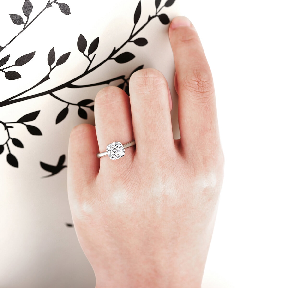 Anillo, Diamantes 0.71ctw, Oro Blanco 14K