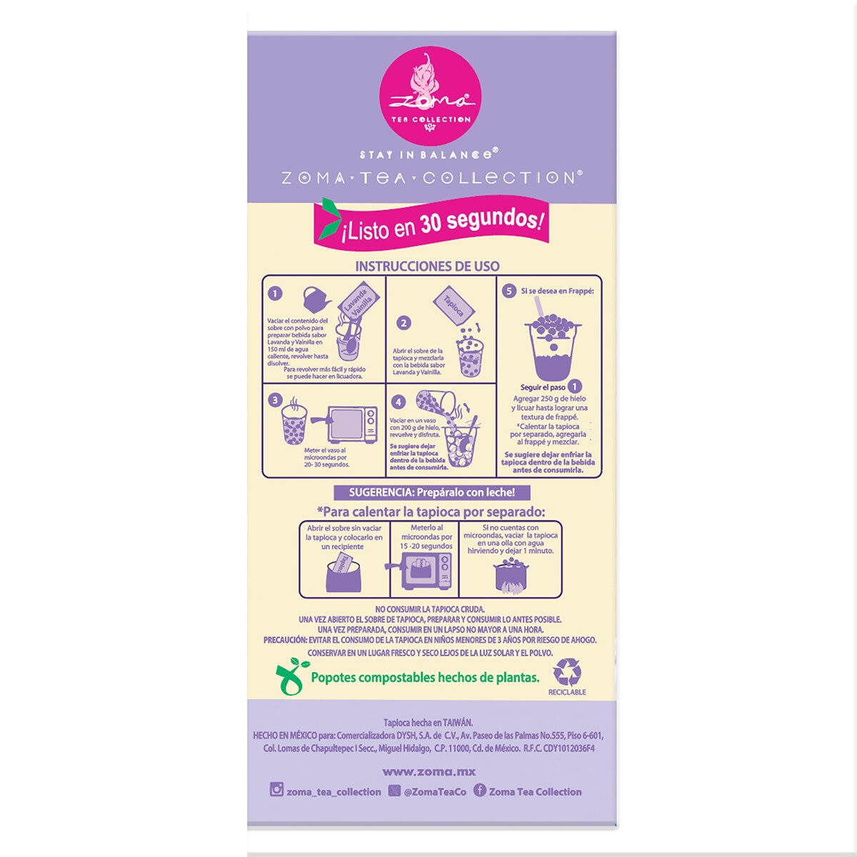 Zoma Tea Collection Bubble Tea Instantáneo Sabor Vainilla Lavanda 650 g Zoma Tea Collection Bubble Tea Instantáneo Sabor Vainilla Lavanda 650 g