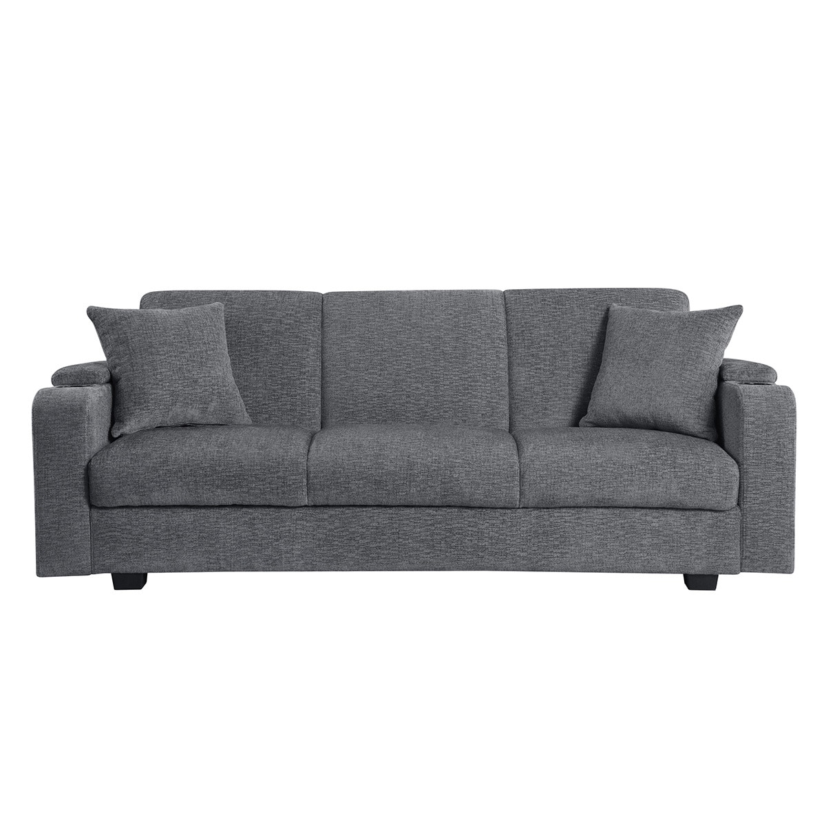 Coaster, Sofá cama Gris Colección Heideck 3 plazas con porta vasos